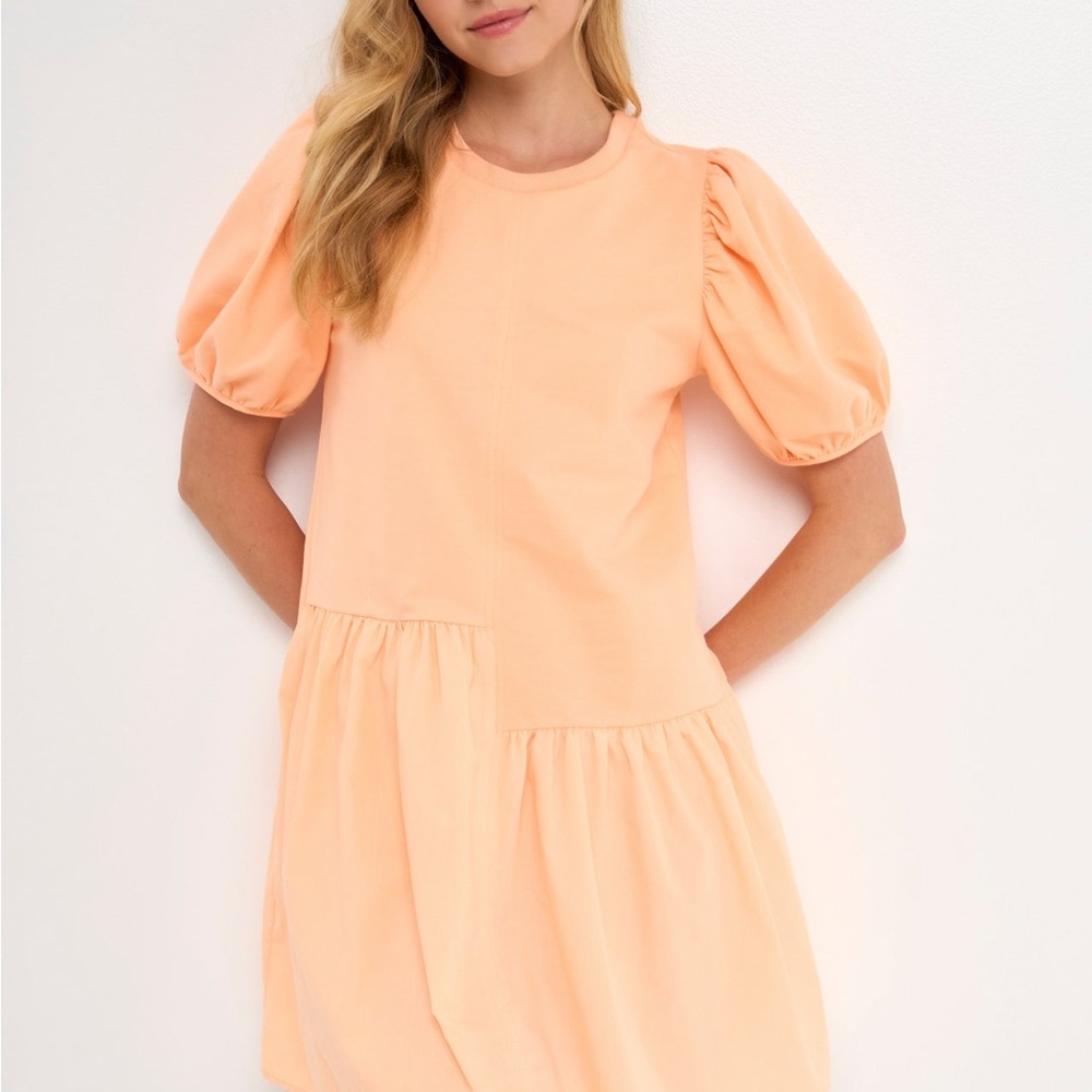 English Factory Knit Woven Mixed Dress Size M